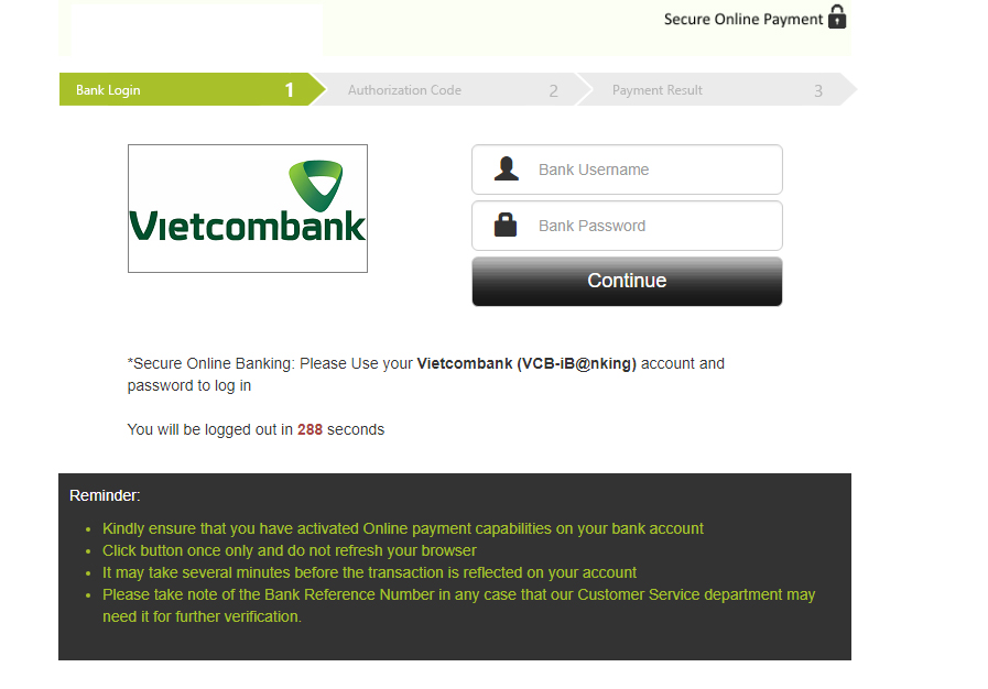 Đăng nhập internet banking của Vietcombank