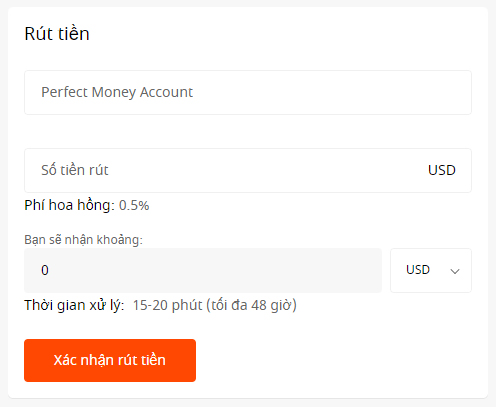 Rút tiền qua ví Perfect Money